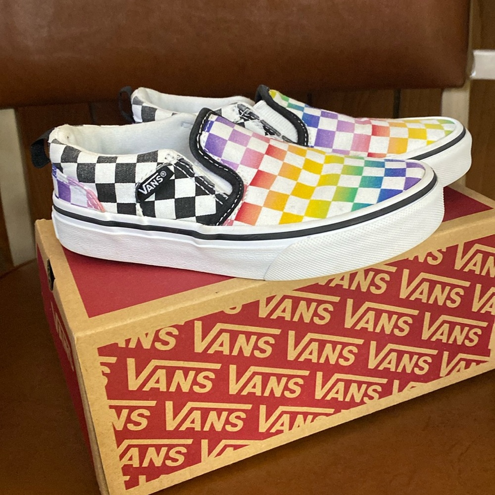Checkered rainbow vans. Size 12 youth.